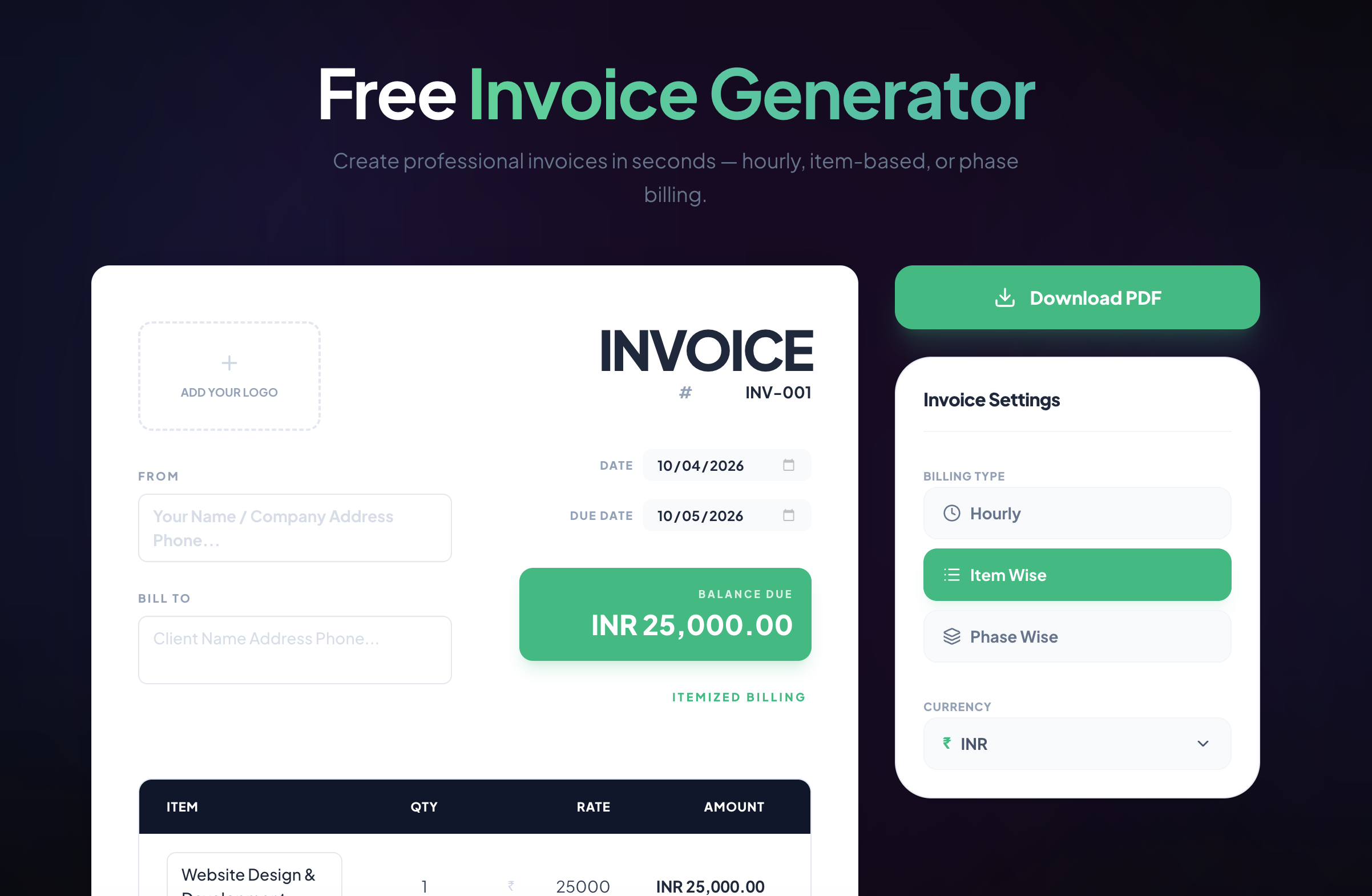 Hero Image: Professional Freelance Invoice Template