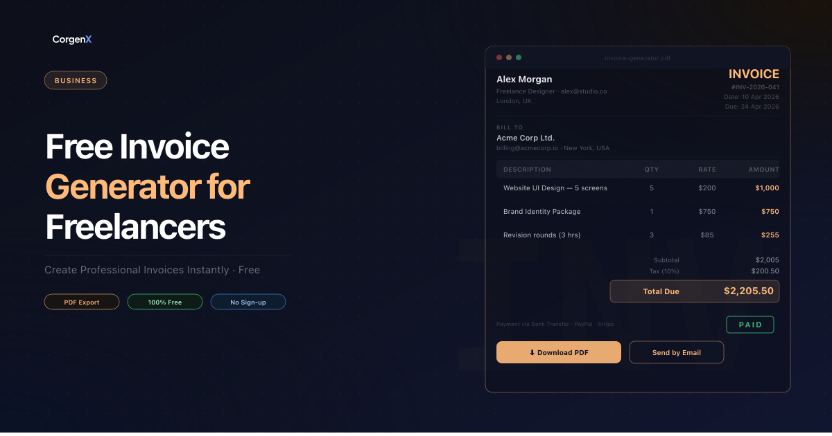 Social Sharing Preview: Free Invoice Generator for Freelancers