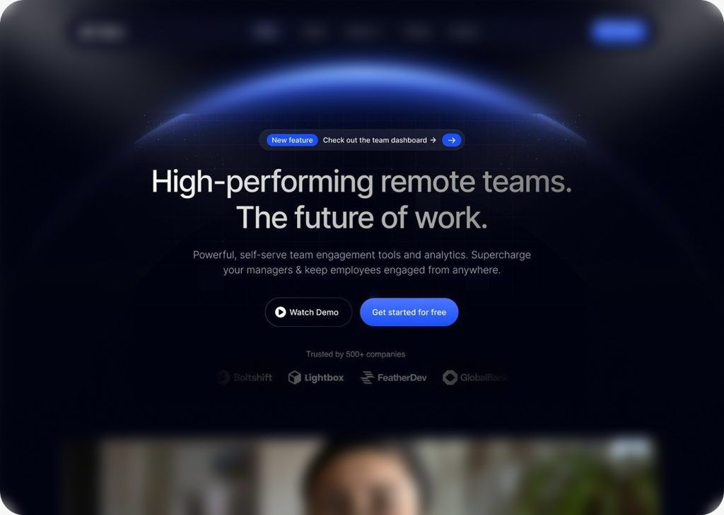 Example of strong visual hierarchy in a SaaS hero section